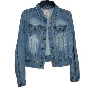 Love Tree Acid Wash Blue Denim Jean Jacket Trucker‎ Small